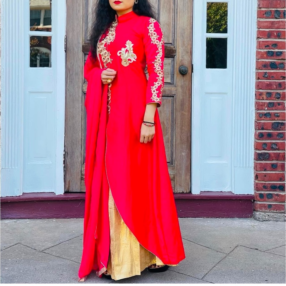 Festive wear Anarkali Style Kurta with Skirt and Dupatta